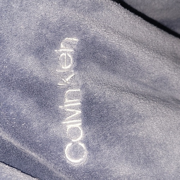 Calvin Klein Plush Robe Soft Cozy‎ Spa Bathrobe Loungewear Gray - Picture 4 of 6